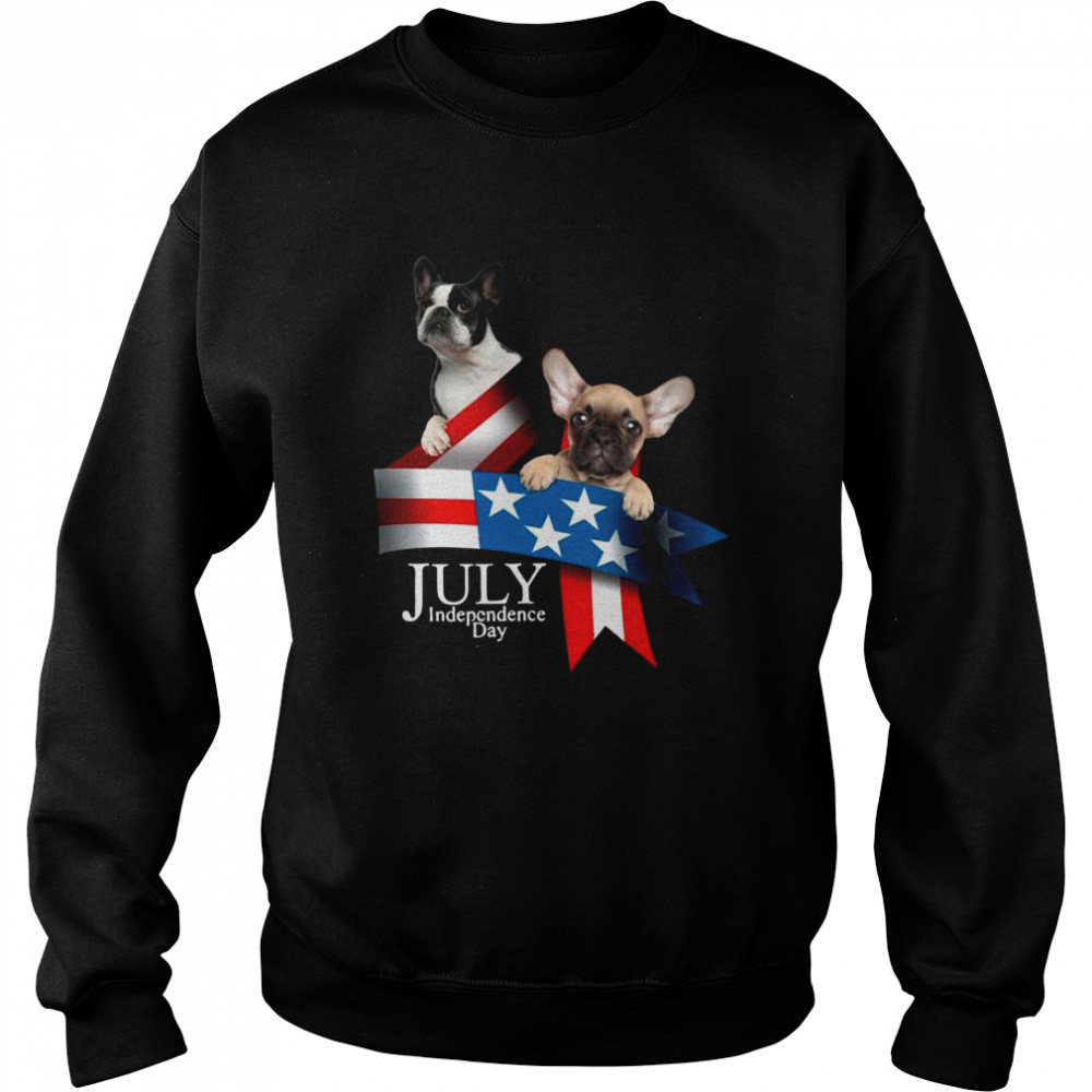 French Bulldog 4 Of July Independence Day American Flag  Unisex Sweatshirt