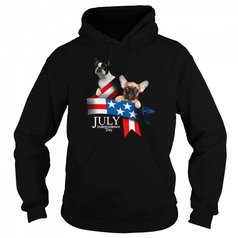 French Bulldog 4 Of July Independence Day American Flag  Unisex Hoodie