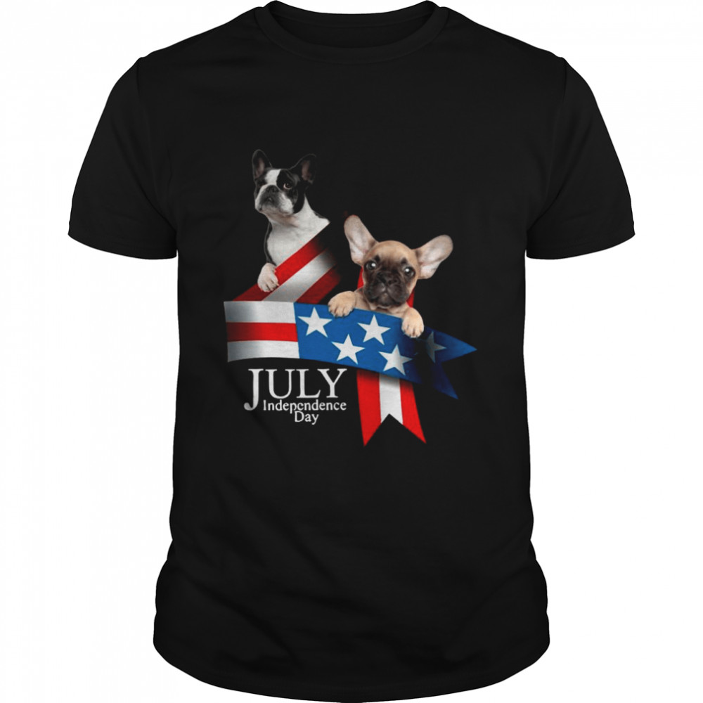 French Bulldog 4 Of July Independence Day American Flag  Classic Men's T-shirt