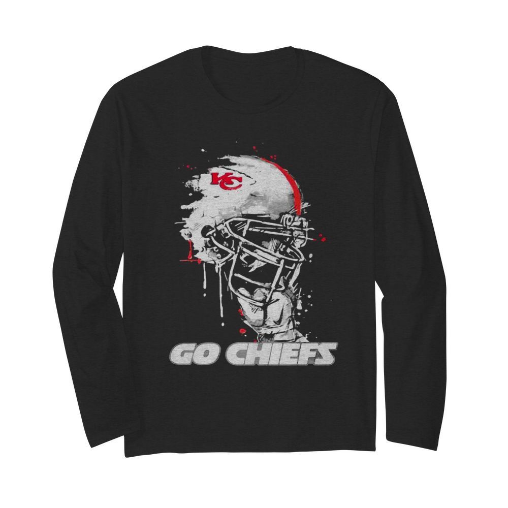 Go Chiefs Kansas City Football Skull  Long Sleeved T-shirt 