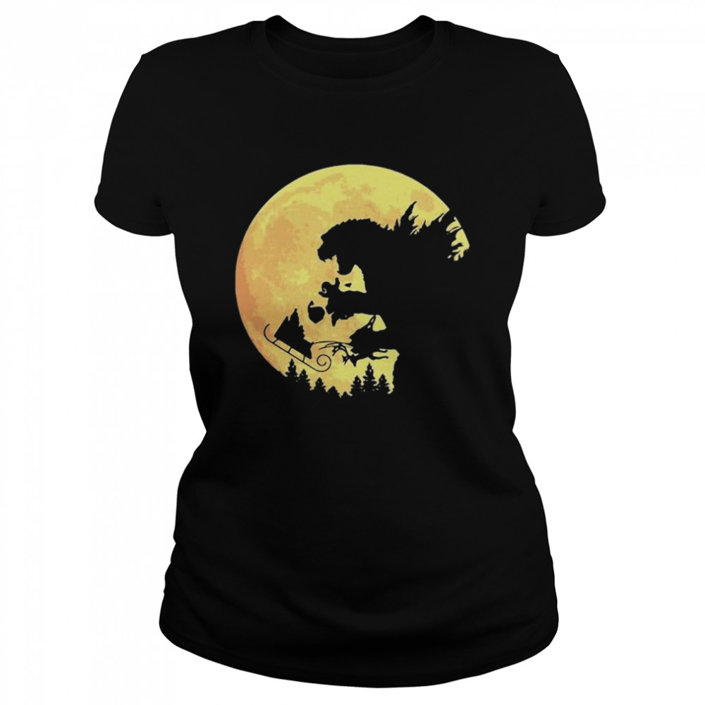 Godzilla Santa and moon  Classic Women's T-shirt