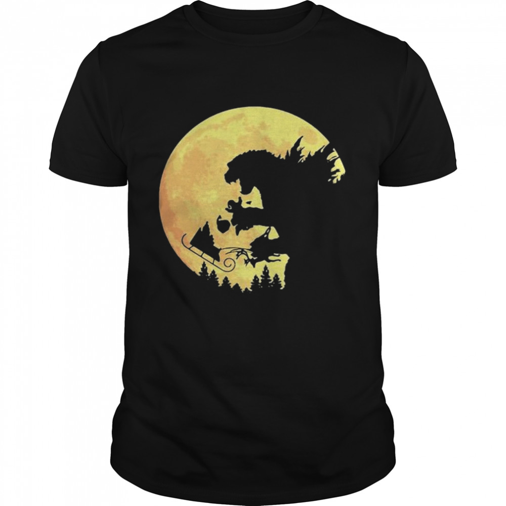 Godzilla Santa and moon  Classic Men's T-shirt