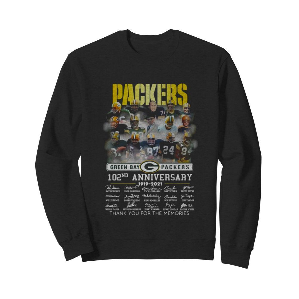 Green Bay Packers 102th anniversary 1919-2021 thank you for the memories signatures  Unisex Sweatshirt