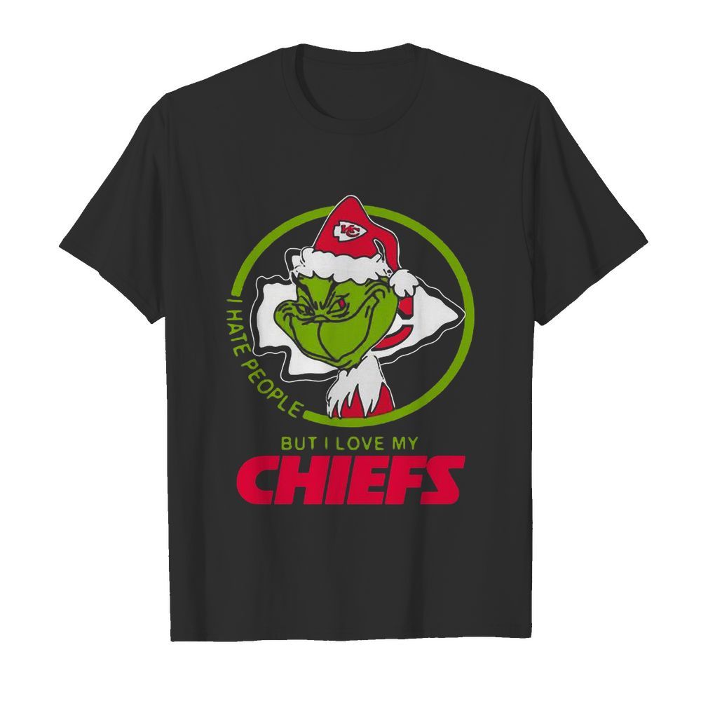 Grinch Santa I Hate People But I Love My Kansas City Chiefs Christmas shirt