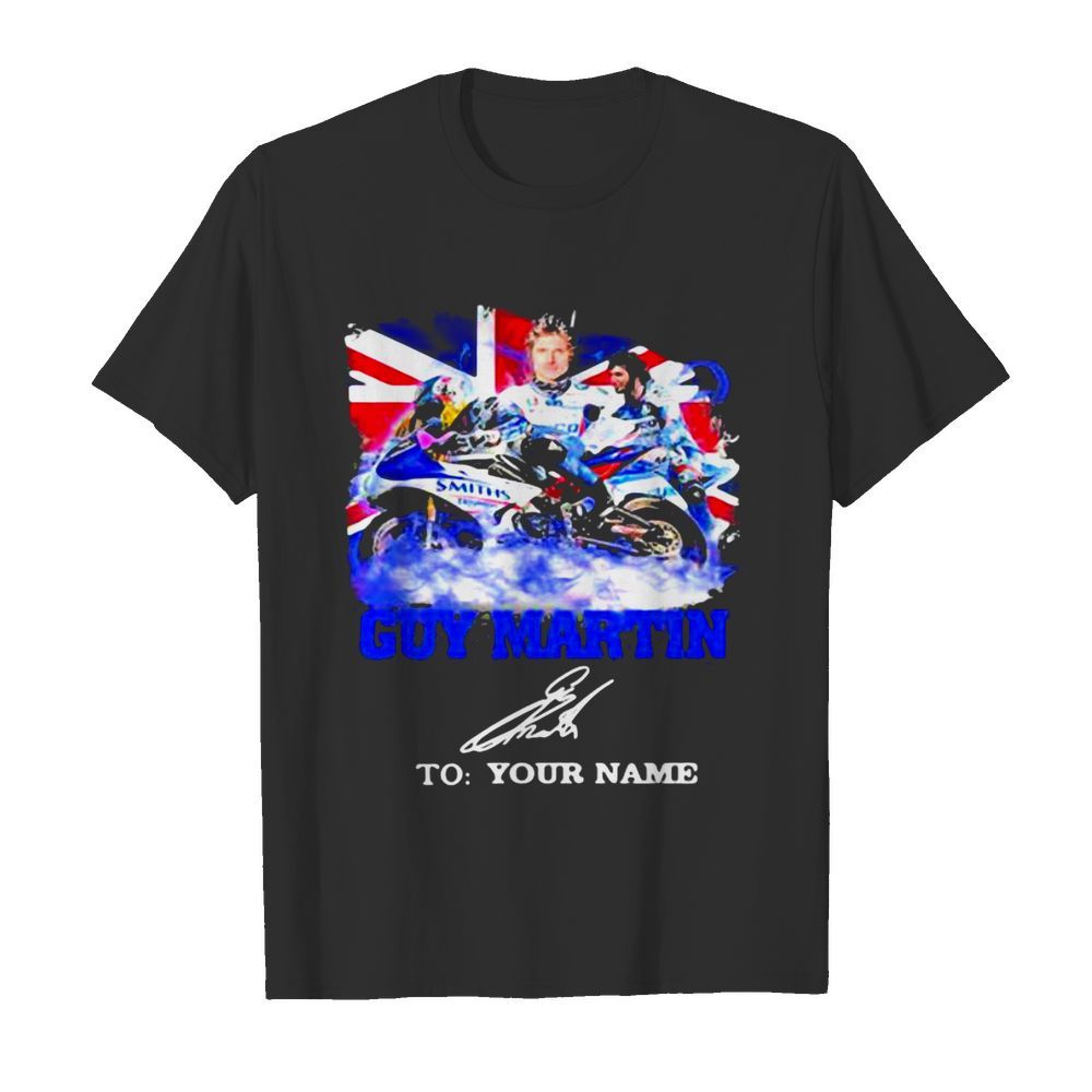 Guy Martin Motorcycle Racer Signature Union Flag shirt