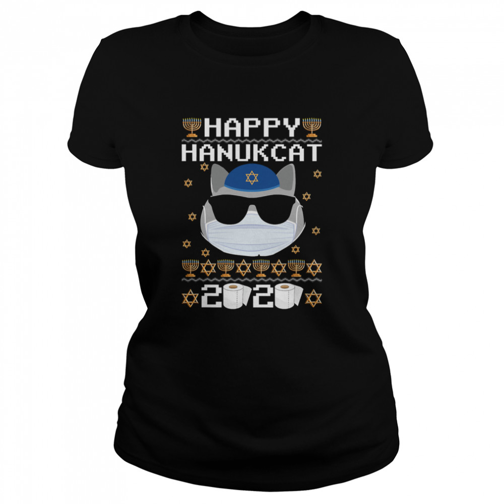 Happy Hanukcat Hanukkah Cat Chanukah Jewish  Classic Women's T-shirt