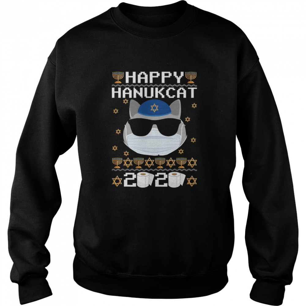 Happy Hanukcat Hanukkah Cat Chanukah Jewish  Unisex Sweatshirt