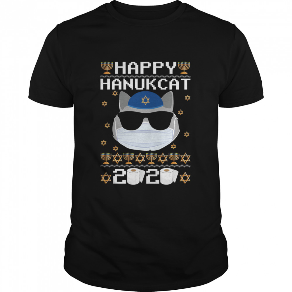 Happy Hanukcat Hanukkah Cat Chanukah Jewish  Classic Men's T-shirt