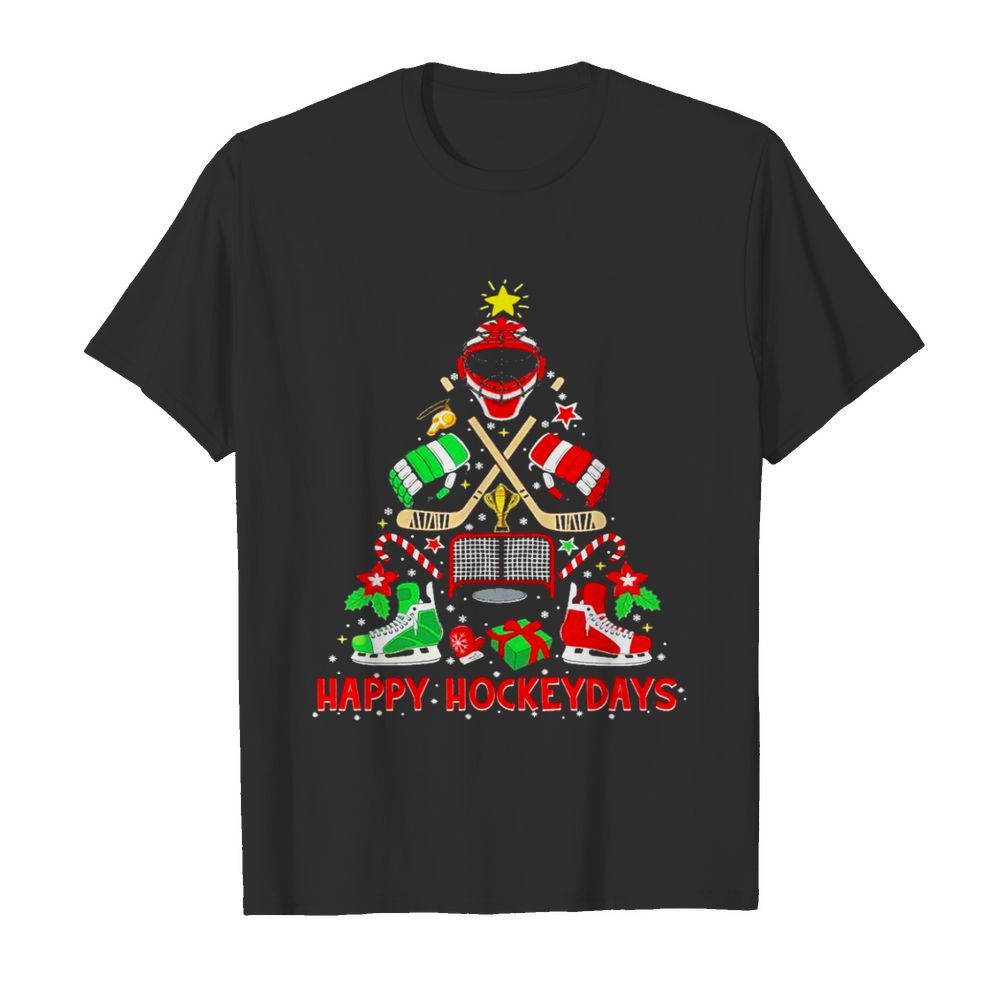 Happy hockey days ice hockey christmas tree christmas shirt