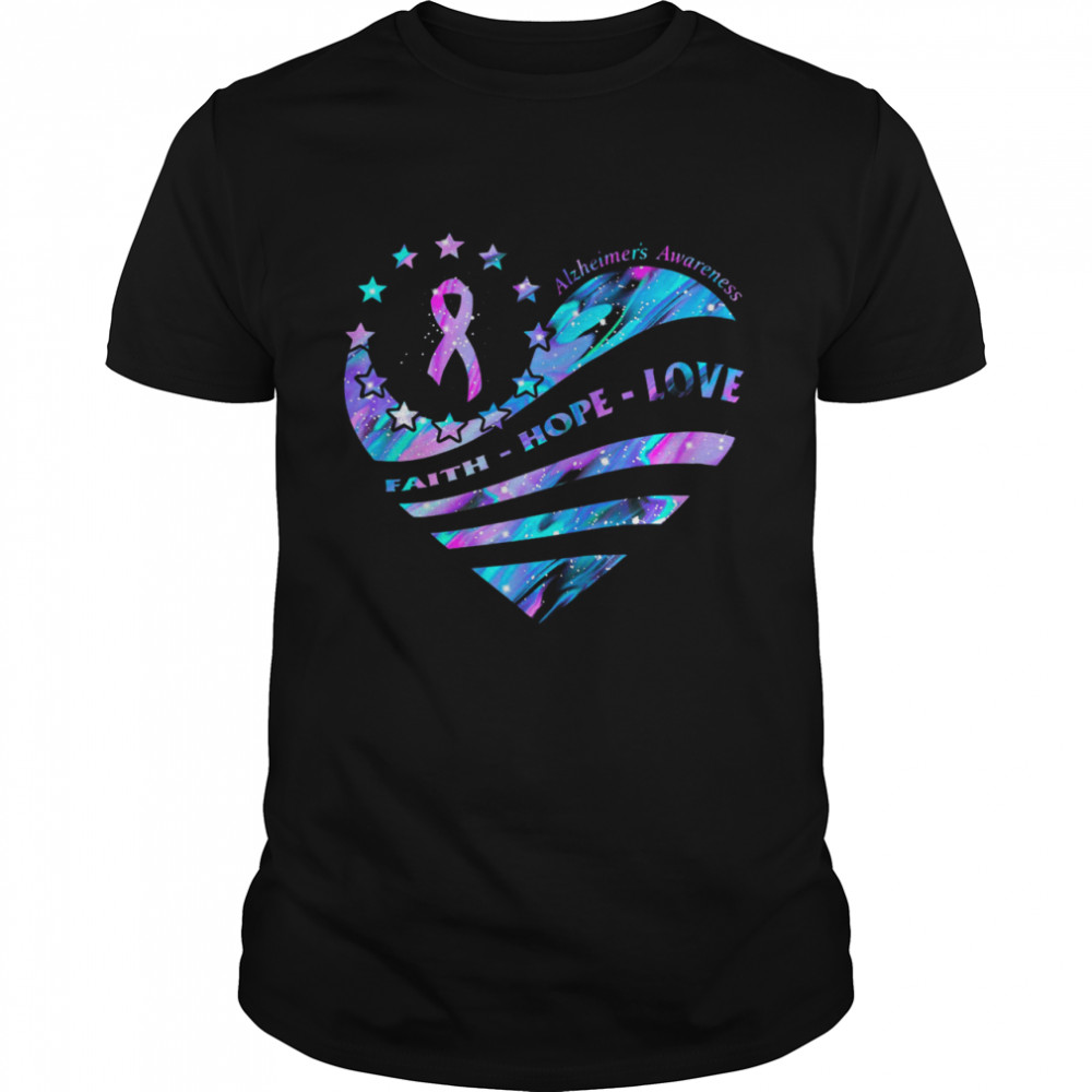 Heart alzheimers awareness faith hope love retro shirt