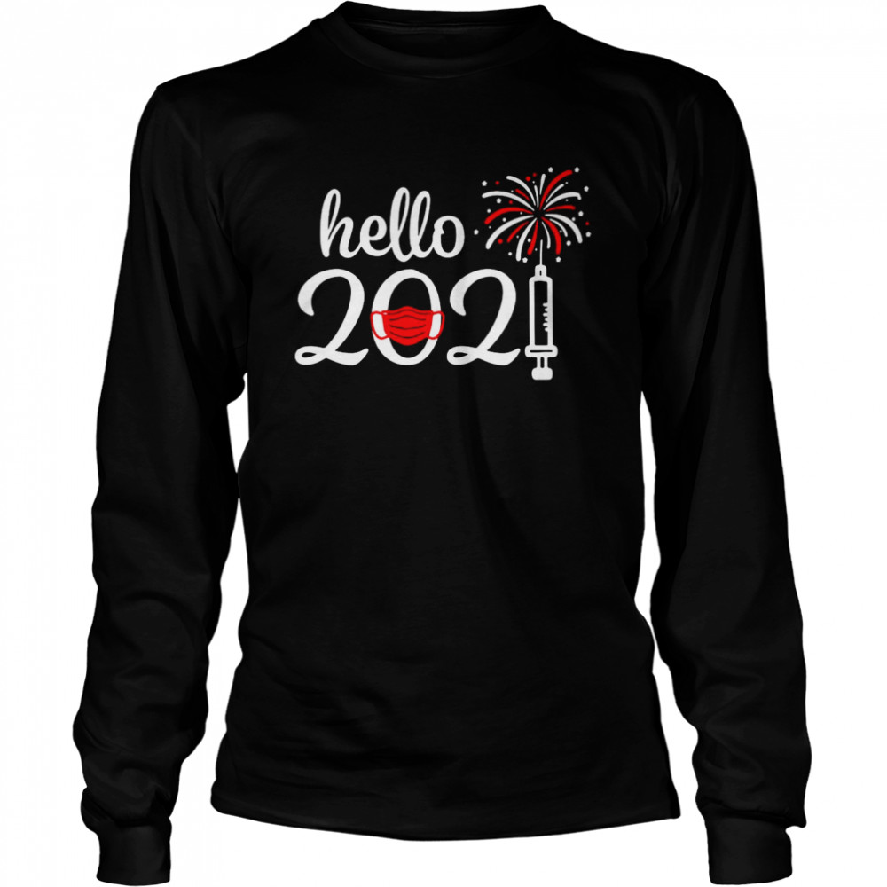 Hello 2021 Face Mask Christmas  Long Sleeved T-shirt