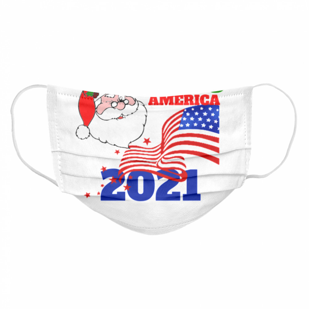 Hello America 2021 Santa Claus Merry Christmas Usa Flag  Cloth Face Mask