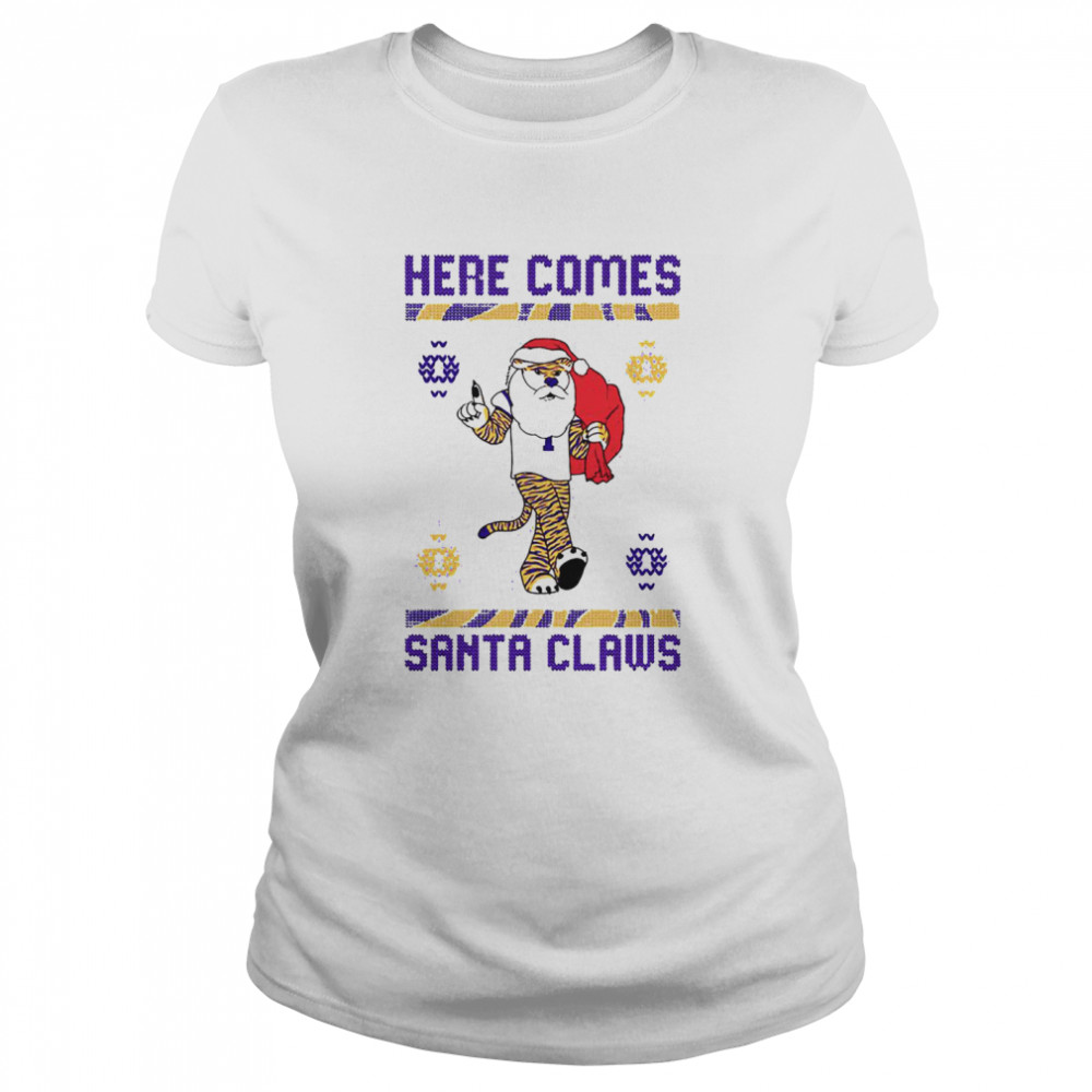 Here comes Santa Claws Ugly Christmas  Classic Women's T-shirt