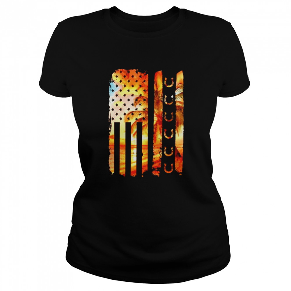 Horse American flag  Classic Women's T-shirt