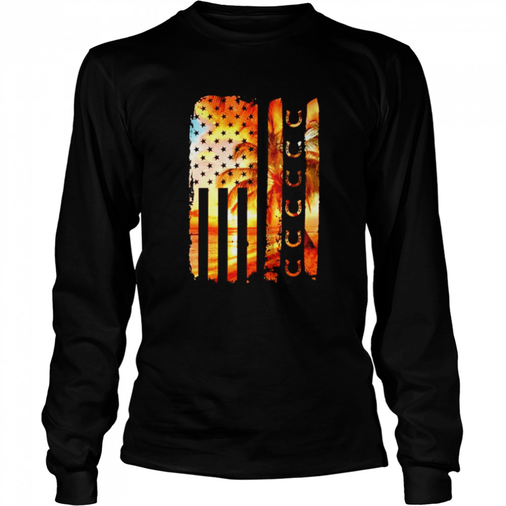 Horse American flag  Long Sleeved T-shirt