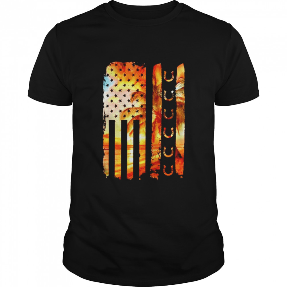 Horse American flag  Classic Men's T-shirt