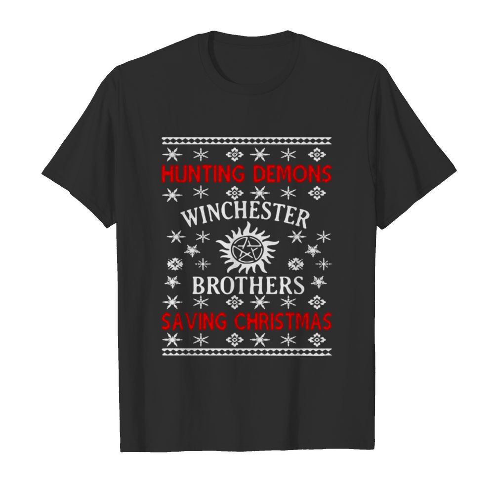 Hunting demons winchester brothers saving christmas shirt