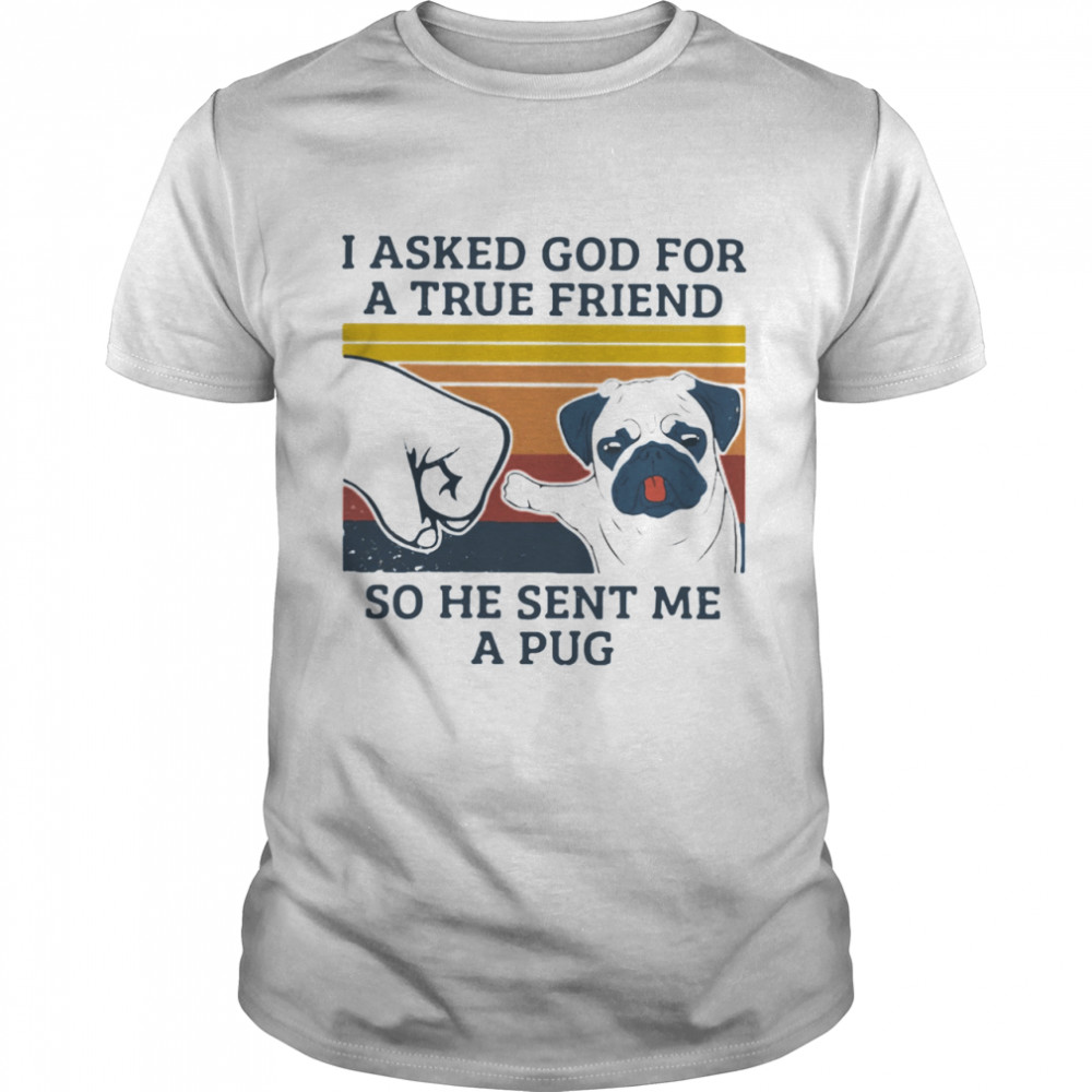 I Asked God For A True Friend So He Snet Me A Pug Vintage shirt