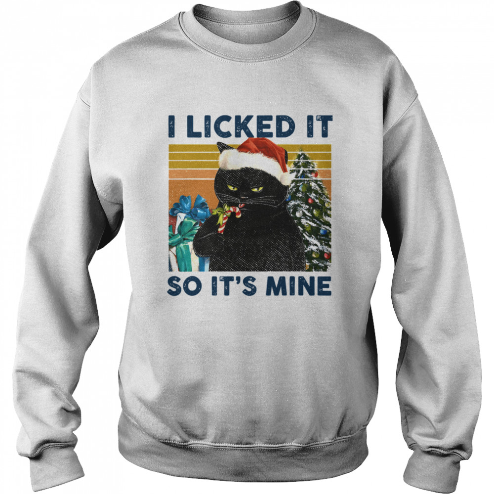 I Licked It So It’s Mine Black Cat Wear Hat Santa Christmas Vintage  Unisex Sweatshirt