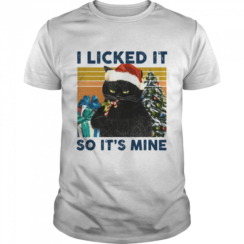 I Licked It So It’s Mine Black Cat Wear Hat Santa Christmas Vintage  Classic Men's T-shirt