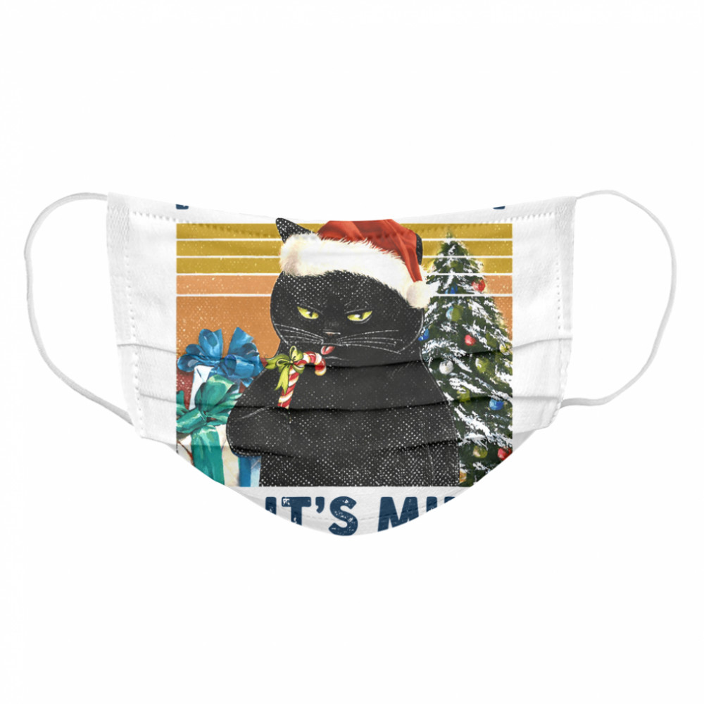 I Licked It So It’s Mine Black Cat Wear Hat Santa Christmas Vintage  Cloth Face Mask