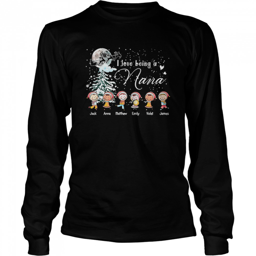 I Love Being A Nana Jack Matthew Emily Violet James Christmas  Long Sleeved T-shirt