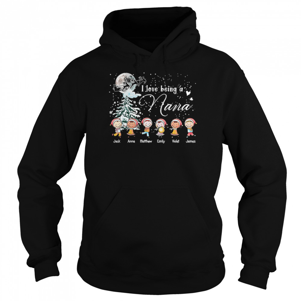 I Love Being A Nana Jack Matthew Emily Violet James Christmas  Unisex Hoodie