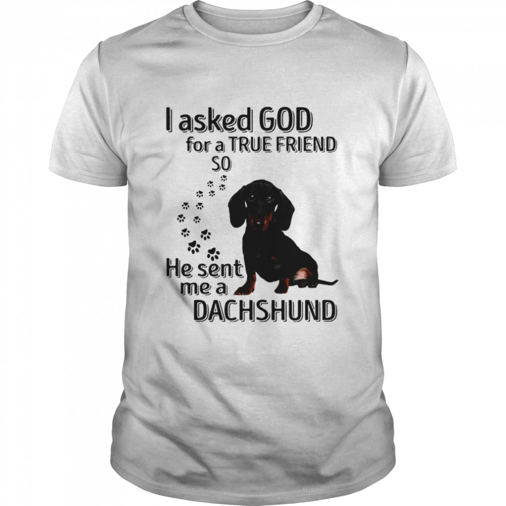 I asked god for a true friend so he sent me a dachshund shirt