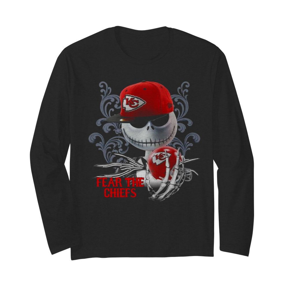 Jack Skellington Fear The Kansas City Chiefs  Long Sleeved T-shirt 