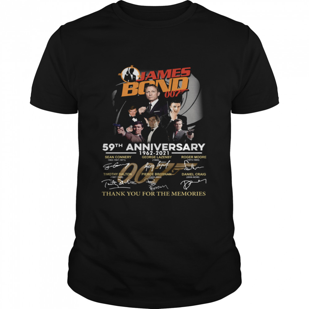 James Bond 007 59th anniversary 1962-2021 thank you for the memories signatures shirt