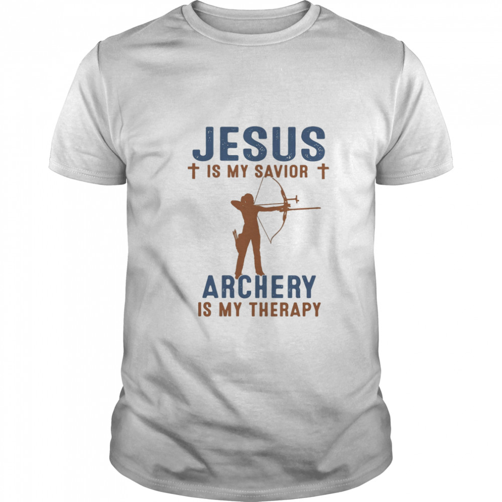 Jesus Is My Savior Archery Is My Therapy  Classic Men's T-shirt