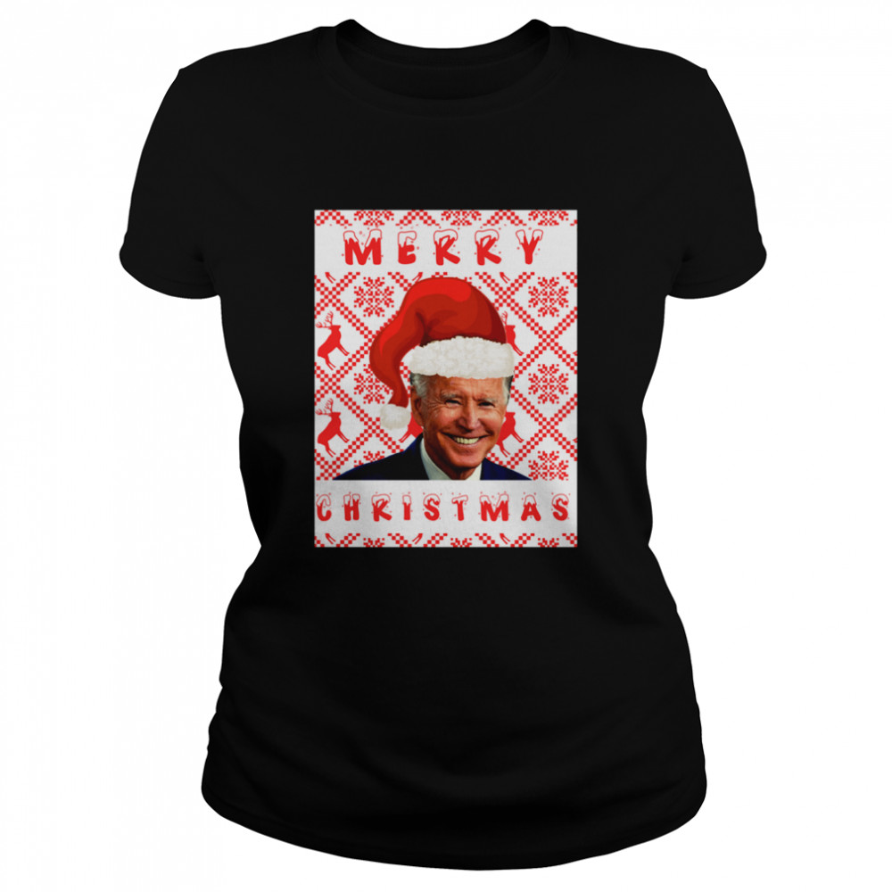 Joe Biden Merry Christmas Wear Santa Hat  Classic Women's T-shirt