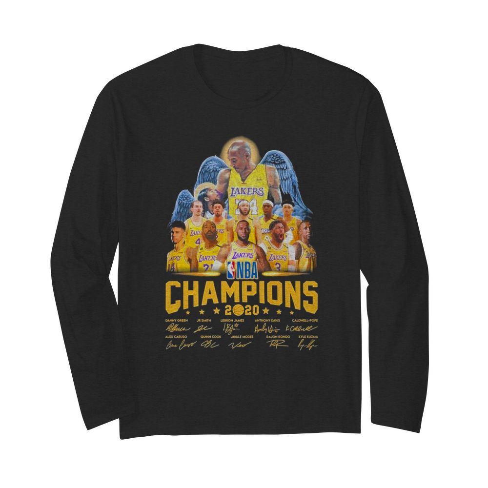 Kobe Bryant Angel Los Angeles Lakers player NBA Champions 2020 signatures  Long Sleeved T-shirt 