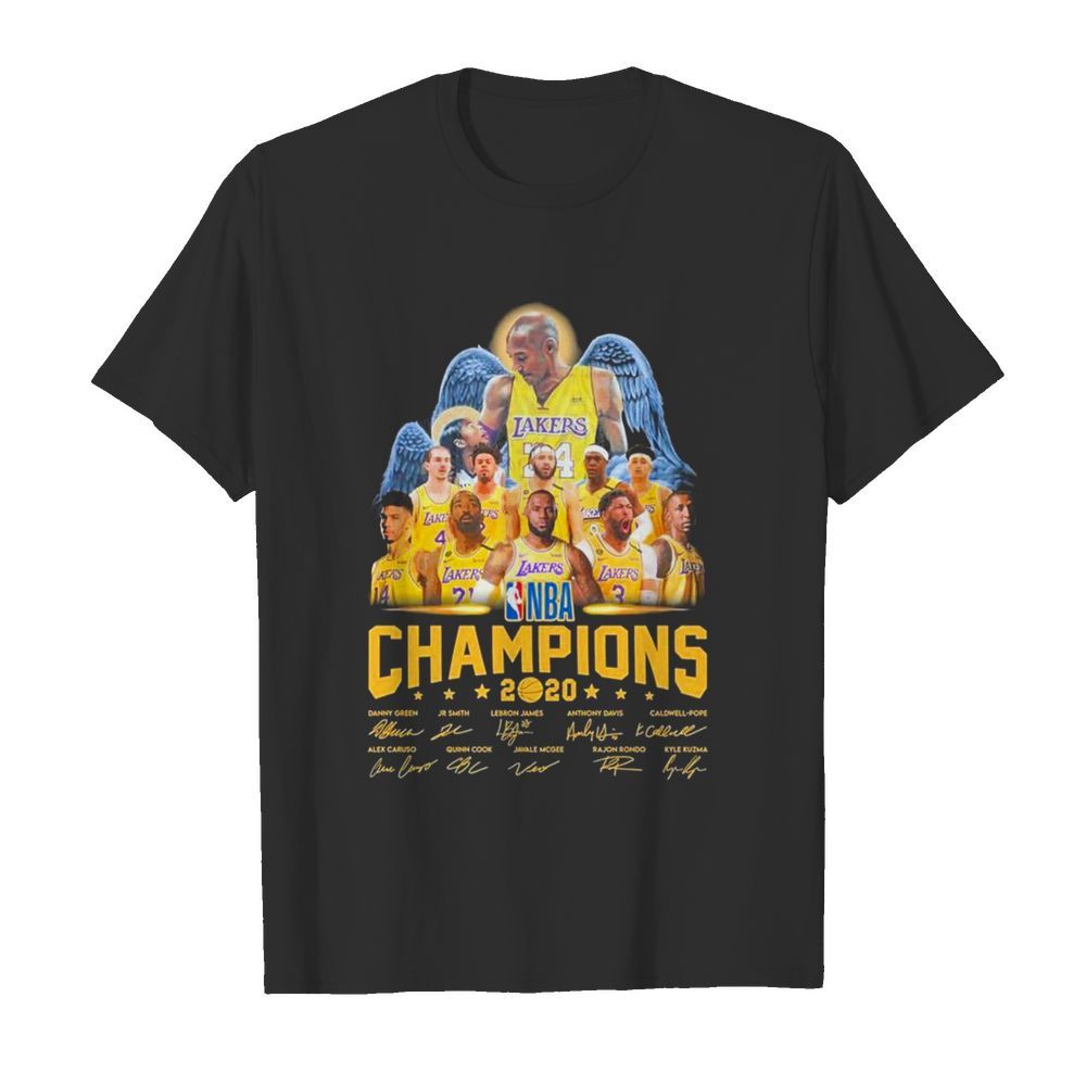 Kobe Bryant Angel Los Angeles Lakers player NBA Champions 2020 signatures shirt