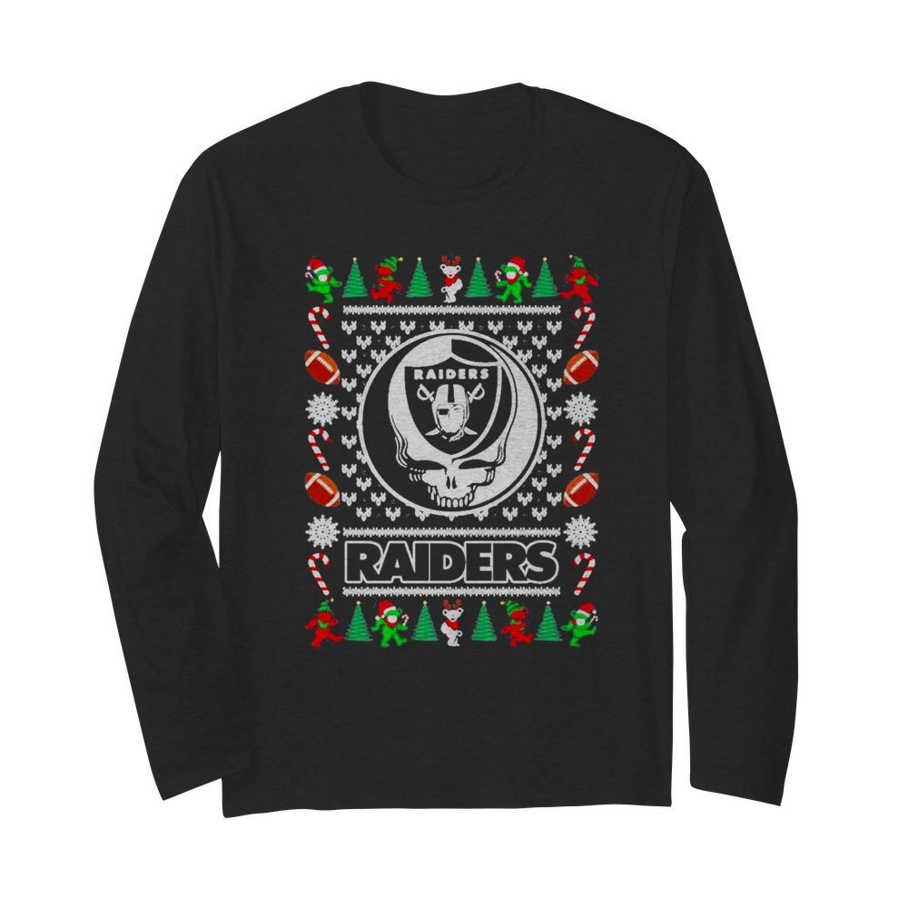 Las vegas raiders grateful dead ugly christmas  Long Sleeved T-shirt 