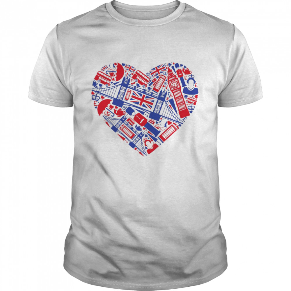 List Of British Symbols Composed In Love Sign  Classic Men's T-shirt