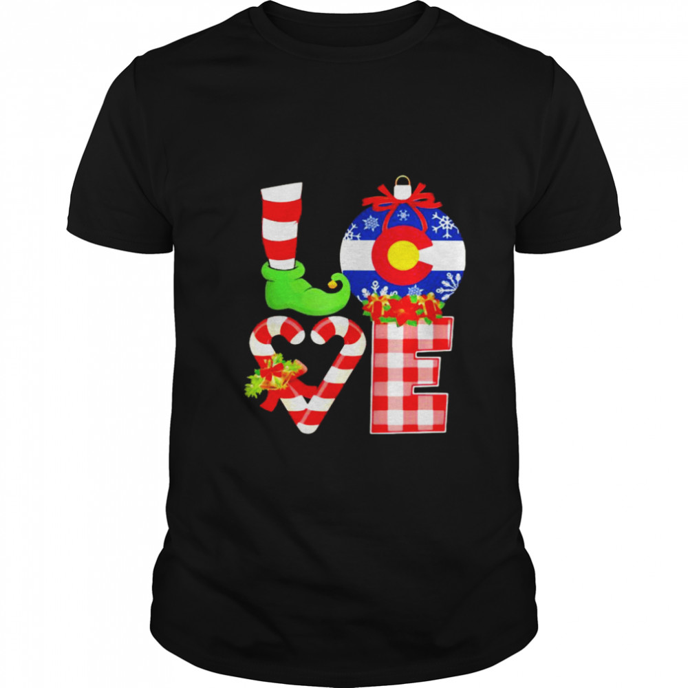 Love Flag Of Colorado Elf Pajama Christmas shirt