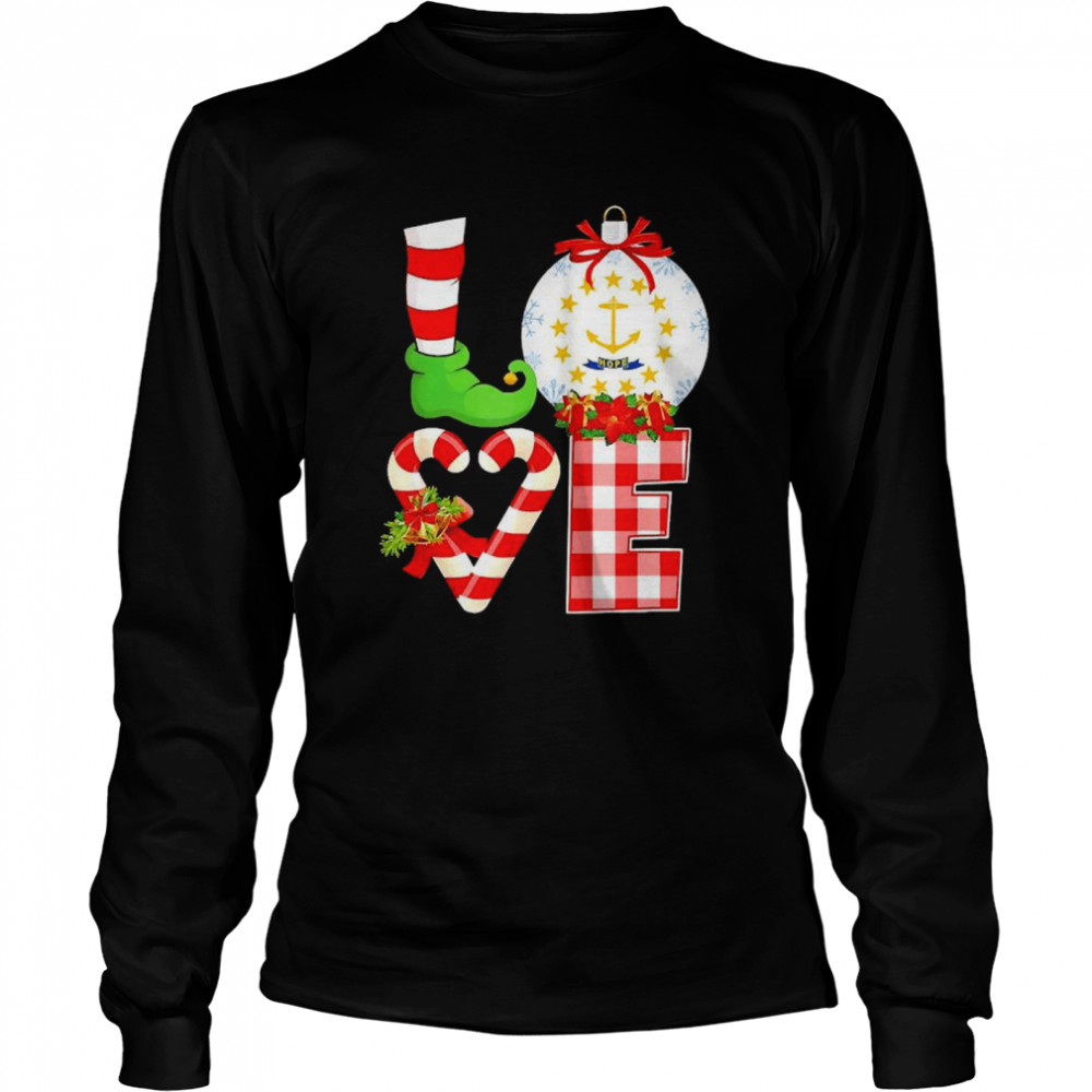 Love flag of Rhode Island Christmas  Long Sleeved T-shirt