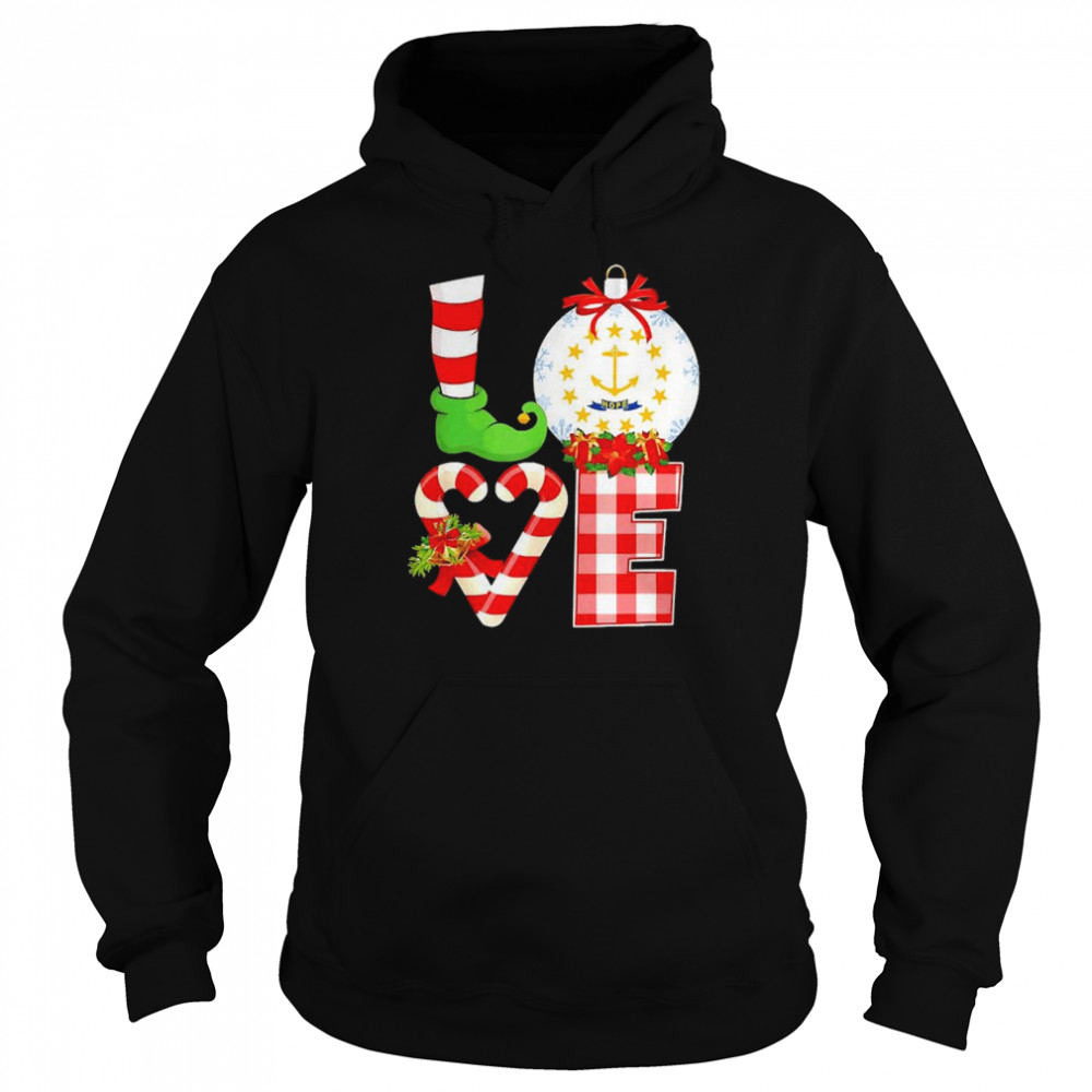 Love flag of Rhode Island Christmas  Unisex Hoodie