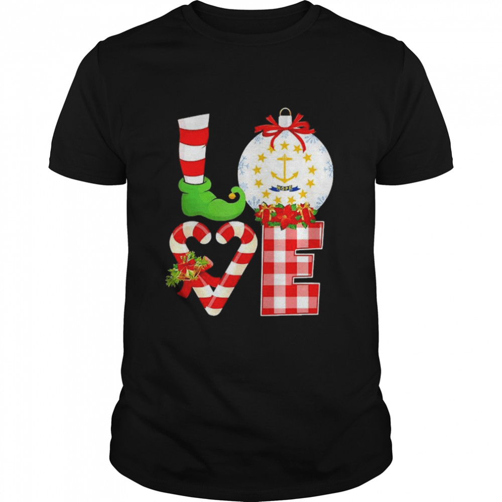 Love flag of Rhode Island Christmas shirt