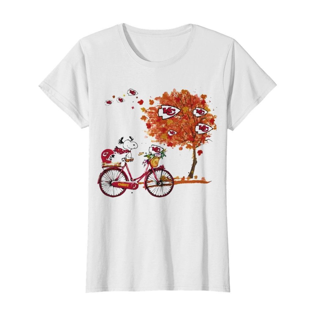 Maple Leaves Snoopy Riding Bike Logo Kansas City Chiefs  Classic Women's T-shirt