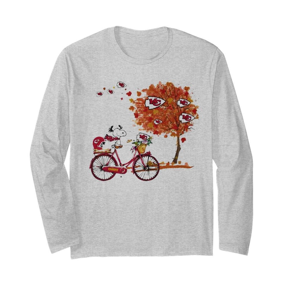 Maple Leaves Snoopy Riding Bike Logo Kansas City Chiefs  Long Sleeved T-shirt 