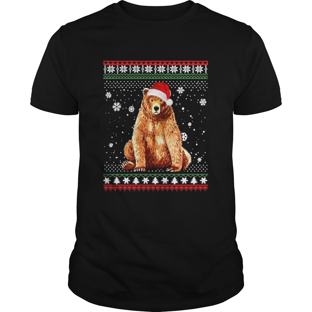 Merry Christmas Bear Costume Santa Hat In Snow Ugly shirt