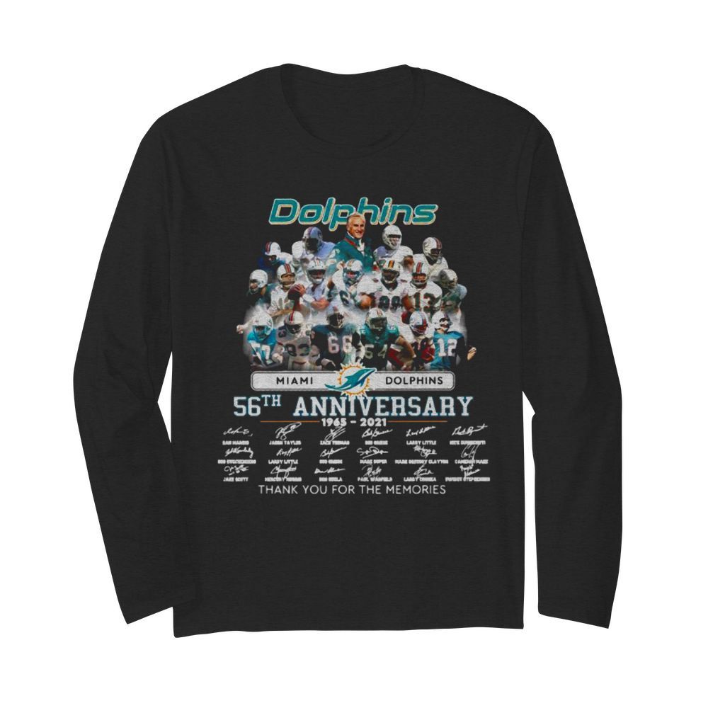 Miami Dolphins 56th anniversary thank you for the memories signatures  Long Sleeved T-shirt 