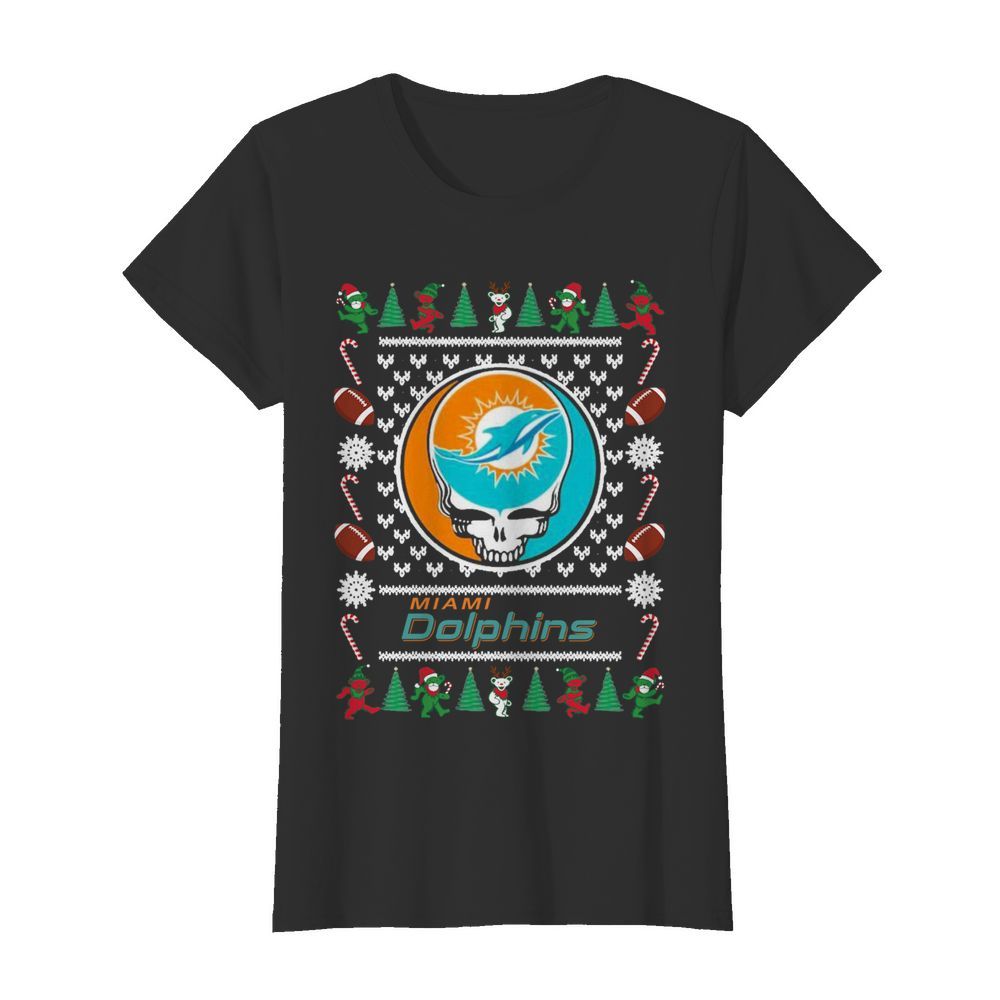 Miami Dolphins Grateful Dead Ugly Christmas  Classic Women's T-shirt