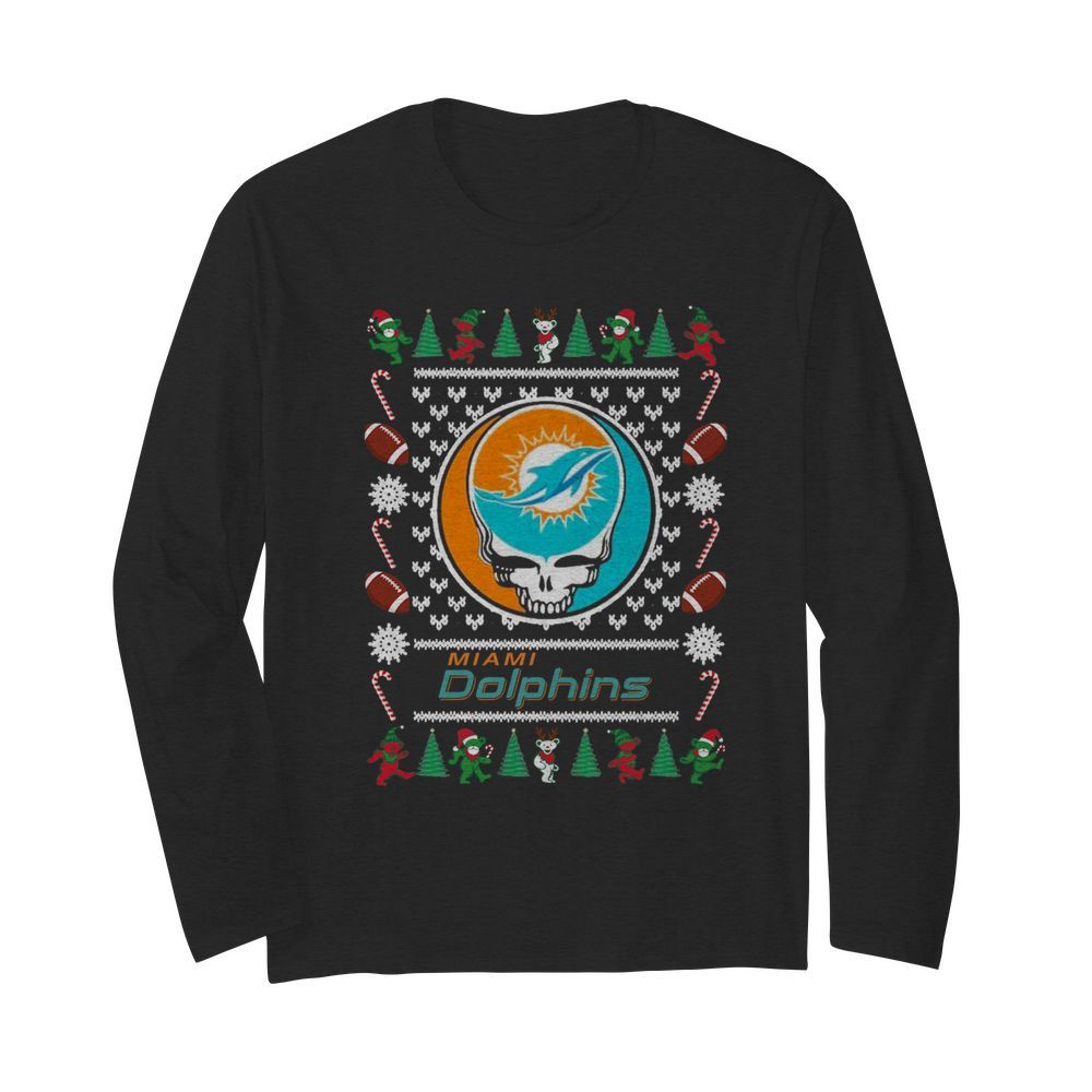 Miami Dolphins Grateful Dead Ugly Christmas  Long Sleeved T-shirt 