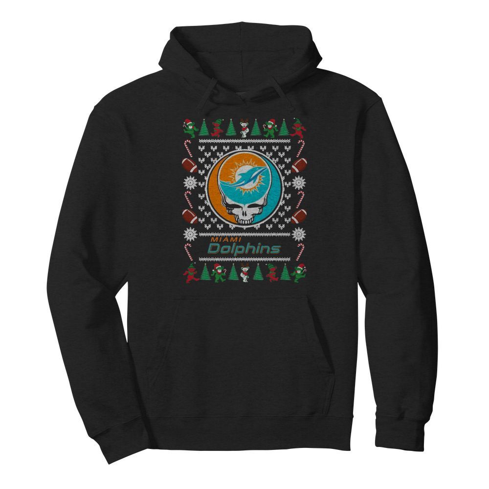 Miami Dolphins Grateful Dead Ugly Christmas  Unisex Hoodie