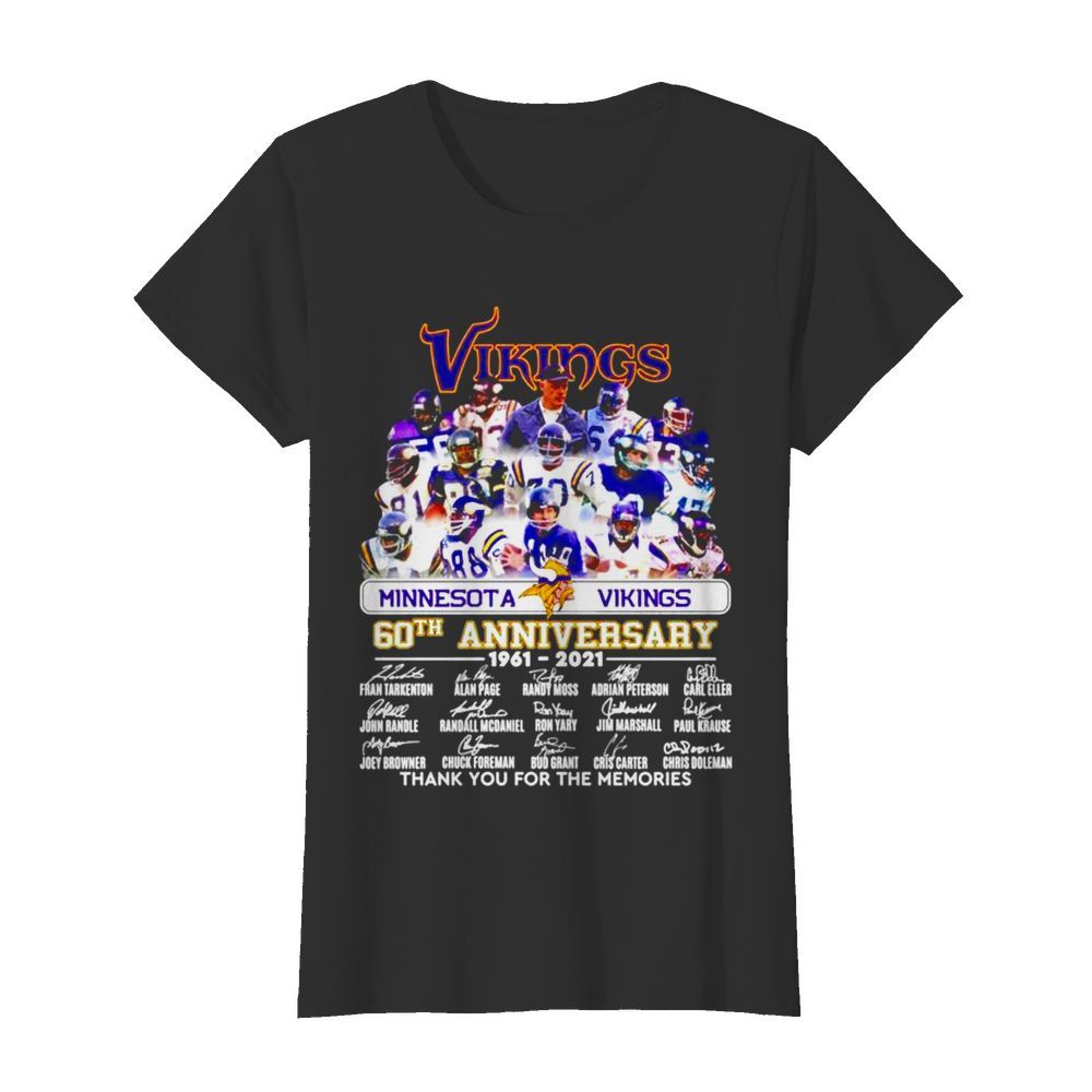 Minnesota Vikings 60th anniversary 1961 2021 thank you for the memories signatures  Classic Women's T-shirt