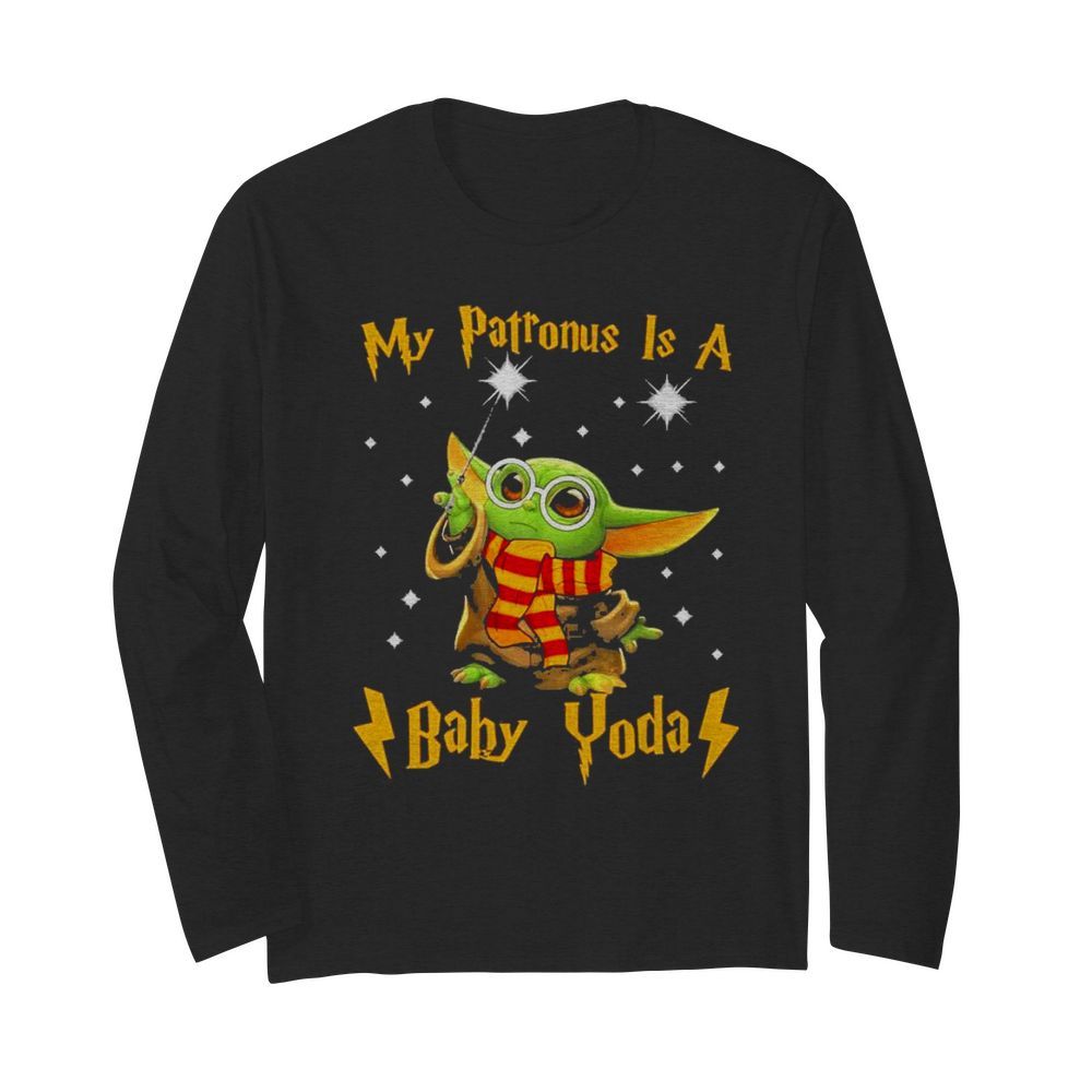 My Patronus Is A Baby Yoda merry christmas  Long Sleeved T-shirt 