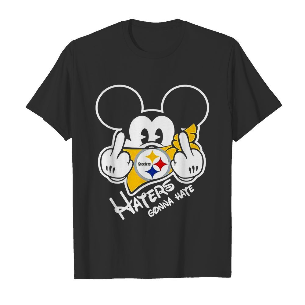 NFL Mickey Mouse Face Mask Pittsburgh Steelers Fuck Haters Gonna Hate  Classic Men's T-shirt